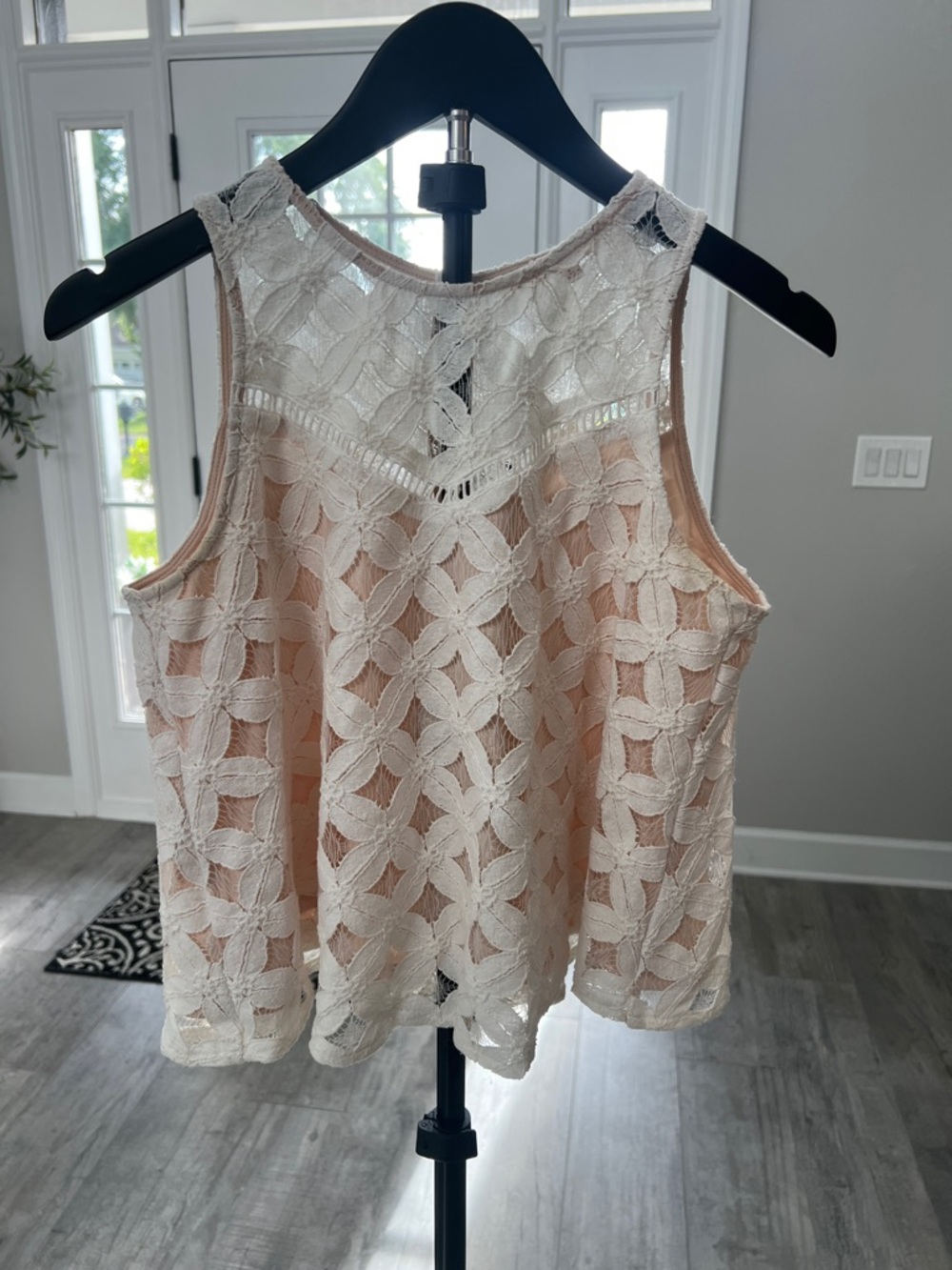 Skies Are Blue 100% Cotton CroppedLace Overlay Sleeveless Camisole Sz S LIKE NEW
